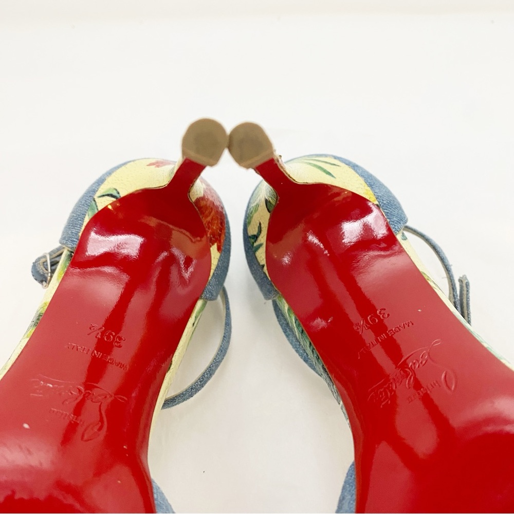 Christian Louboutin Senora 100 T-Strap Sandal Denim EU 39.5 | Red Sole - Picture 16 of 17
